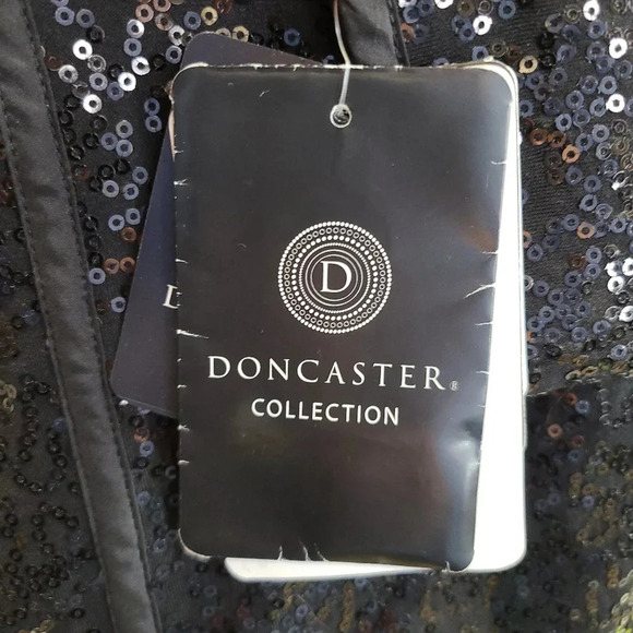 Doncaster Collection Black Sequins Sequined Blazer Jacket 18 Holiday Evening - Picture 15 of 16